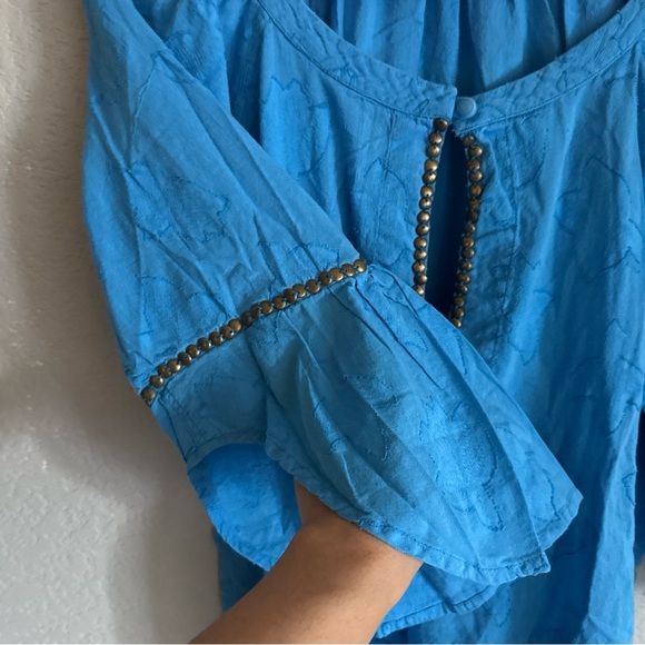 Vix Paula Hermanny Womens Cover Up Tunic  Sz M Cotton Boho Fairy Belted  Blue - Picture 7 of 14